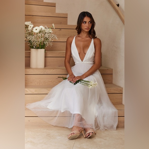 Selfie Leslie NWT
Floating By Plunging Neckline Mesh Overlay Midi Dress - Picture 4 of 6